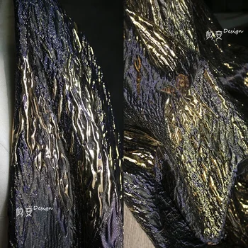 Трехмерная Темно-Синяя Жаккардовая Ткань В Золотую Полоску, Сверхпрочная Текстурированная Куртка, Брюки, Дизайнерские Ткани Для Одежды Han