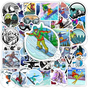 Зимние лыжи, сноуборд, приключенческие виды спорта, мультяшная девочка, подарок для ребенка, граффити, сделай САМ, эскиз, телефон, ноутбук, скрапбукинг, водонепроницаемые наклейки