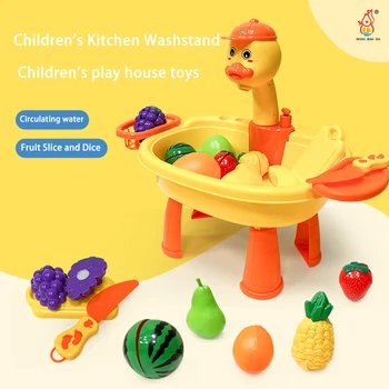 Игровой домик Станция для мытья овощей, ролевые игры, миниатюрная еда, фрукты, кухонные игрушки для детей, Кухонный игровой набор, Игрушечная посуда