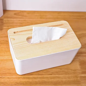 Белая коробка для салфеток, держатель для салфеток с деревянной крышкой, коробка для туалетной бумаги, контейнер-органайзер для салфеток, Футляр для носовых платков, Дозатор салфеток