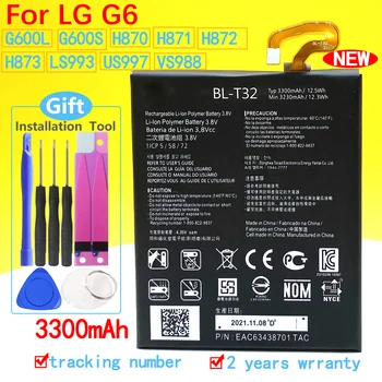 3300 мАч BL-T32 Аккумулятор Для LG G6 G600L G600S H870 H871 H872 H873 LS993 US997 VS988 Телефон Новый Оригинальный Высокое Качество Бесплатная доставка