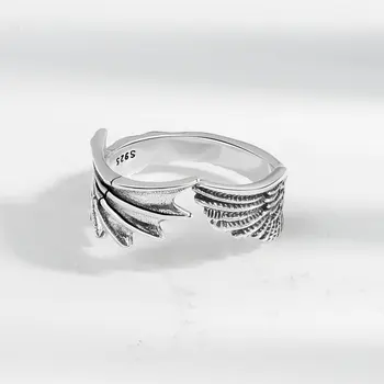 Винтажный серебристый цвет Крылья Ангела и Дьявола Регулируемые кольца для мужчин и женщин, открывающее кольцо на палец, ювелирные изделия для коктейльной вечеринки, подарки