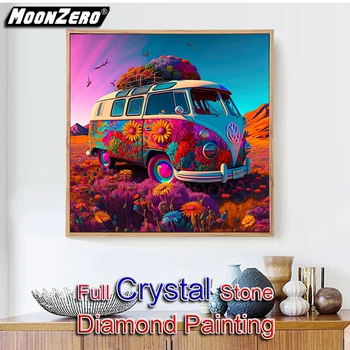 5D Diy 100% Картина с кристаллами и бриллиантами Картина автобуса Полная Квадратная Мозаика Вышивка Крестиком Diamond Art Crystal Home Docer230925