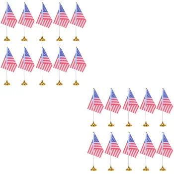 96 шт. Креативный американский настольный флаг, Национальный флаг США, флаг страны, настольные флаги, украшение стола для домашнего офиса (24 золотых круглых