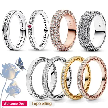 Хит продаж, женское высококачественное кольцо из стерлингового серебра 925 пробы, паве, плотное кольцо с сердечком Love Talk, ювелирные изделия 