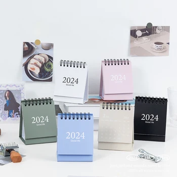 Милый мини-настольный календарь 2024 года, украшение рабочего стола Kawaii, Креативный Календарь, Ежедневник, Планировщик, Годовая повестка Дня, Офисный подарок