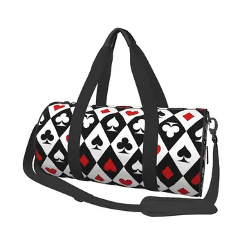 Спортивная сумка Red Peach Plum Blossom с геометрическими блоками, Оксфордские спортивные сумки, Большая дизайнерская сумка для багажа, винтажная сумка для фитнеса для пары