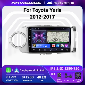 NAVIGUIDE 1280*720P Android 10 Автомагнитола Для Toyota Yaris LHD RHD 2012-2017 2din Автомобильный Стерео Мультимедийный плеер GPS Навигация DSP