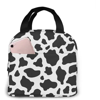 Переносная сумка для ланча с рисунком коровы, женская водонепроницаемая сумка-тоут, сумки через плечо, маленькие сумочки, кошельки, покупки, Офис, Школа, Пикник, Кемпинг