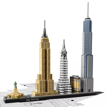 Архитектура Нью-Йорка Skyline Строительные Блоки, Совместимые С 21028 Street View Tower Buildifice Кирпичи Для Сборки Игрушек Для Детей