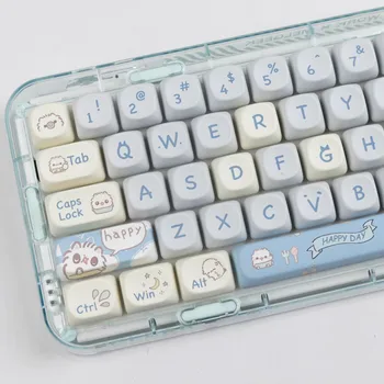 144 Клавиши MOA Profile Blue Cat Theme Keycaps Для Механической Игровой Клавиатуры Mx Switch PBT С пятисторонним Процессом Нагрева, Красящий Колпачок Для Клавиш