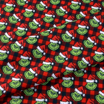 Рождественский зеленый человечек, 100% хлопчатобумажная ткань для детской одежды, лоскутная ткань, чехол для подушки, материал для шитья своими руками