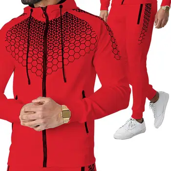 Комплект мужских пальто и брюк, дышащее пальто и брюки, комплект женской спортивной одежды с принтом в виде пчелиных сот, кардиган с капюшоном, эластичное пальто для активных людей
