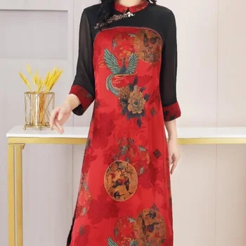 Уличная одежда с вышивкой Китайское платье Одежда Чонсам Женская одежда Летнее платье для женщин Винтажное повседневное Элегантное в этническом стиле
