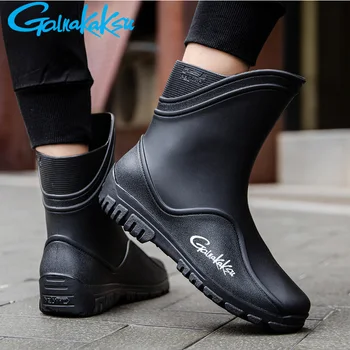 Непромокаемые ботинки мужские средней длины, брендовая модная уличная Водонепроницаемая рабочая обувь для пеших прогулок, обувь для автомойки, обувь для рыбалки, Резиновая обувь для работы на кухне