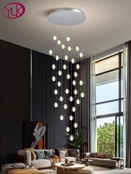 Длинная хрустальная люстра YOULAIKE для лестницы, роскошный светильник с пузырьковым хрустальным шаром, большой современный декор для дома cristal luster