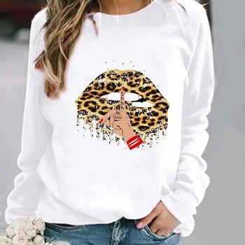 Пуловеры, Женская Толстовка с 3D принтом губ, женская одежда, осенне-зимние модные Толстовки с круглым вырезом, Повседневная Толстовка для девочек