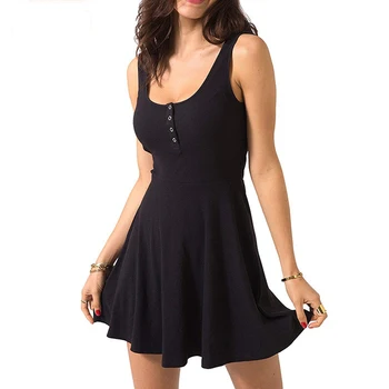 Сексуальная черная летняя одежда, бандажное облегающее мини-платье на бретелях с высокой талией, приталенное, однотонное, расклешенное, приталенное повседневное платье для скейтера, женское клубное платье