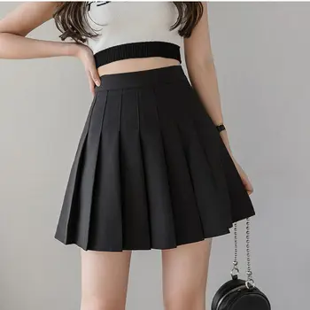 Сексуальная и стройная летняя юбка JK для девочек, Короткая плиссированная юбка трапециевидной формы с высокой талией