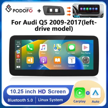Podofo Автомобильное Стерео Радио Для Audi Q5 2009-2017 10,25 дюймовый HD Экран Linux Система Беспроводной Carplay Поддержка Bluetooth Камера Заднего Вида