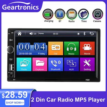 7-дюймовый автомобильный стереоприемник 2DIN Bluetooth AUX FM-радио, Мультимедийный видеоплеер, зеркальное отображение экрана MP5 Камеры для Nissan Toyota Volkswagen