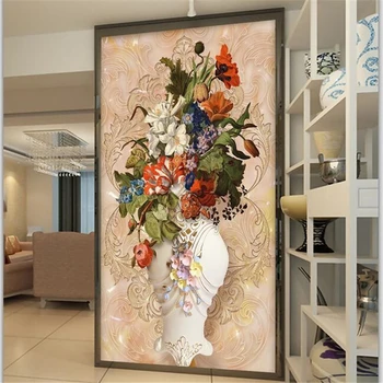 beibehang Пользовательские обои 3d фотообои ваза цветочный узор 3d трехмерное крыльцо проход ТВ фон обои 3d фреска