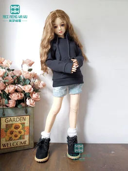 Аксессуары BJD кукольная одежда подходит для 1/3 куклы BJD SD модный черный свитер с капюшоном + джинсовые шорты