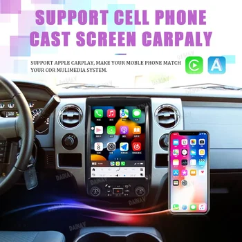 12,1-дюймовое автомобильное радио Qualcomm Android 11 для Ford F150 2013-2014, Навигационное головное устройство Carplay в стиле Tesla, DVD-мультимедийный плеер
