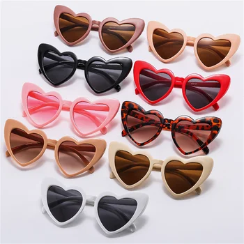 Модные детские солнцезащитные очки в форме сердца, индивидуальность, большая оправа, блестящие розовые летние солнцезащитные очки, очки Uv400, очки Оптом