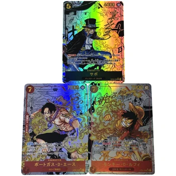 3 шт./компл. OPCG One Piece Фирменная флеш-карта Luffy Ace Sabo Three Brothers Классическая игра Аниме Подарочная коллекционная карточка игрушек