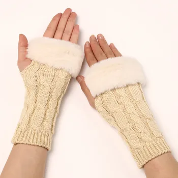 Женские тепловые перчатки, зимние теплые ветрозащитные эластичные перчатки, розовые белые перчатки с теплой подкладкой, теплые уличные варежки-утеплители
