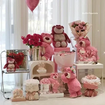 Disney Lotso Rose Романтический Креативный Милый Вечный Цветок Розовый букет Цветок мыла Плюшевая кукла Подарок на День рождения Наряд на День Святого Валентина