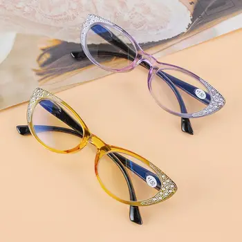 Удобные очки для чтения с защитой глаз от синего света с бриллиантами, ультралегкая оправа, очки для дальнозоркости