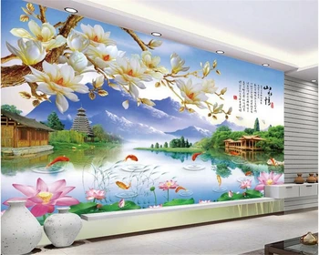beibehang 3d обои Модная индивидуальность красивая декоративная роспись обои магнолия пейзажная живопись фон гобеленовый
