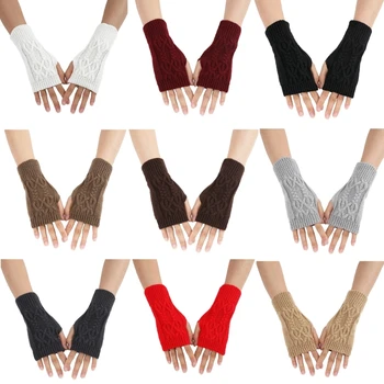 Вязаные женские перчатки на запястье для Хэллоуина, Маскарадные перчатки для выпускного вечера длиной до запястья