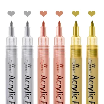 Акриловые ручки для рисования - Ручки для рисования золотом, серебром и розовым золотом, металлические маркеры, Набор ручек для рисования металлом на водной основе