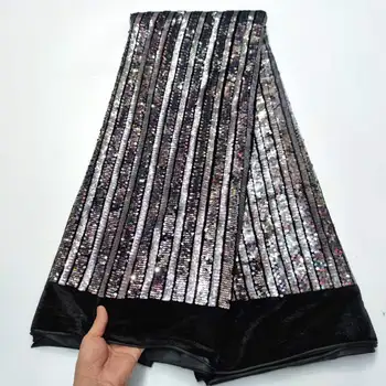 Французская сетчатая Бархатная кружевная ткань 2024, Высококачественная Африканская Бархатная кружевная ткань с блестками для женских свадебных платьев.