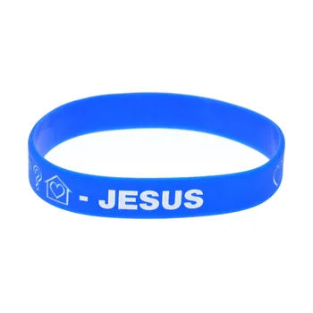 1 шт. Силиконовый браслет Jesus Love Sad Pray для религиозной веры Синий и черный