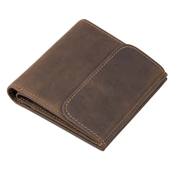 Винтажный мужской кожаный бумажник, короткий RFID-блокирующий кошелек с несколькими слотами для карт и карманом для монет