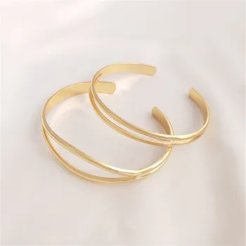Гиперболический открытый браслет из настоящего золота, покрытый медью 14 карат, простой и модный французский женский браслет-кольцо, браслет ручной работы 