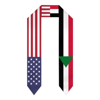 Выпускной Пояс Судан и США Палантин с Флагом Соединенных Штатов, Шали, Обертывания Для Выпускников, Подарки для Международной Студенческой Гордости Scraf