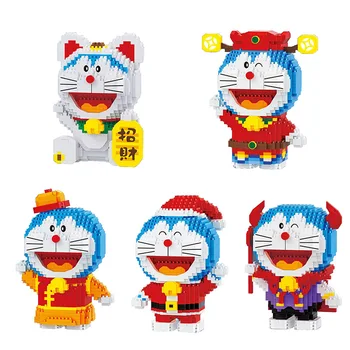Doraemon Micro Building Blocks 3D-модель на Хэллоуин, богатство, Рождественские Мини-кирпичики, фигурка, собранная игрушка для детских подарков