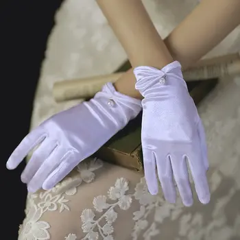 Элегантный темперамент Для девочек, Пятипалая Лолита JK, свадебные перчатки с полными пальцами, жемчужные Женские свадебные перчатки, Корейские варежки для вождения