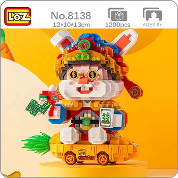 LOZ 8138 Животный Мир Богатство Бог Счастливый Кролик Морковь Автомобиль Билл Питомец 3D Мини Алмазные Блоки Кирпичи Строительная Игрушка Для Детей Без Коробки