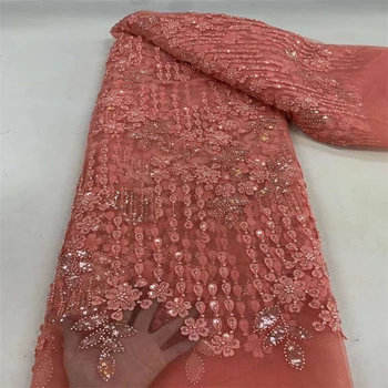 Высококачественная вышивка бисером, французское кружево, нигерийская африканская тюлевая ткань с пайетками для свадебных платьев