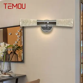 Современные настенные светильники TEMOU, Хрустальные светодиодные бра, 220 В 110 В, Алюминиевые настенные светильники для спальни, гостиной, офиса, отеля