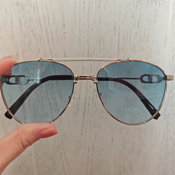 Солнцезащитные очки Pilot Ocean Lens для мужчин и женщин, винтаж 2024, роскошный бренд, солнцезащитные очки с двойным мостом для мужчин, ретро-очки UV400