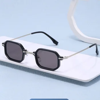 Нерегулярные Панк Маленькие квадратные солнцезащитные очки Женские Винтажные Персонализированные вечерние солнцезащитные очки в стиле Хип-Хоп Мужские Модные очки оттенков UV400