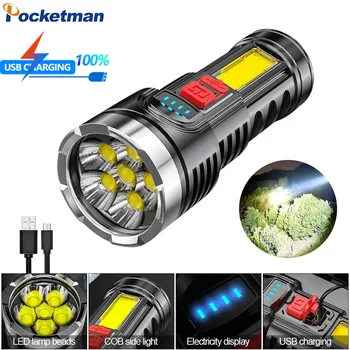 P{Фонарик ocketman High Lumen 6LED USB перезаряжаемый фонарик для самообороны Аварийное освещение Наружный водонепроницаемый фонарик