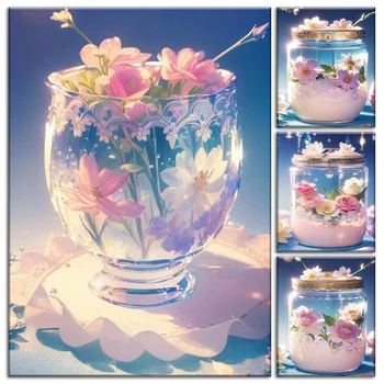 РУОПОТЫ Картины для раскрашивания по номерам Стеклянная ваза цветочная Картина Краска украшение гостиной